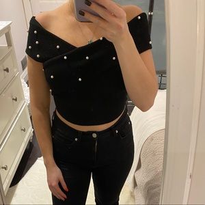 Pearl criss cross crop top